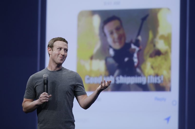 CEO Mark Zuckerberg gestures while delivering the keynote address at the Facebook F8 Developer Conference Wednesday, March 25, 2015, in San Francisco. (AP Photo/Eric Risberg)